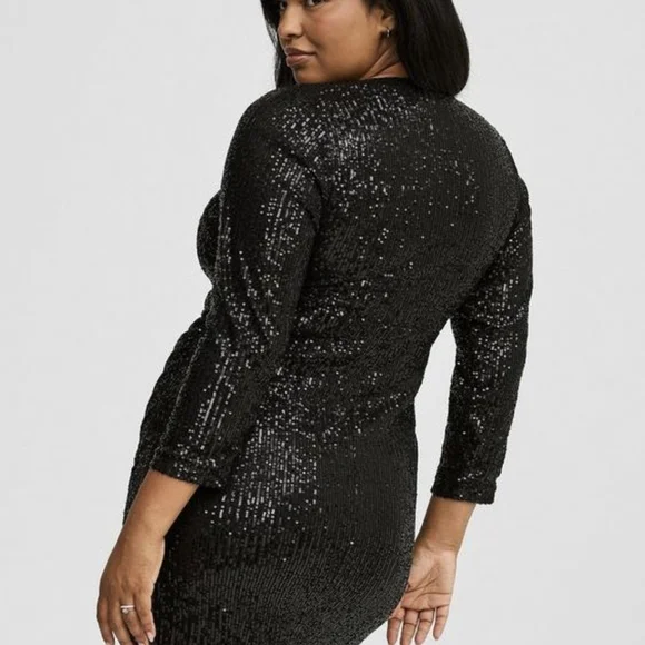 Torrid Mini Black Sequin Mesh Dress, NWT, Size 1X - Picture 5 of 6